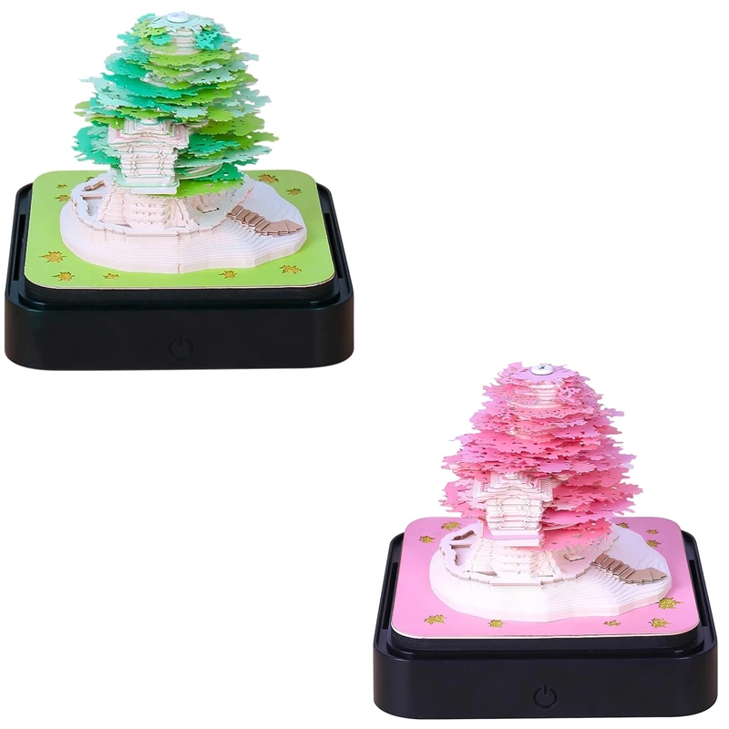 3d-art-calendar-memo-pad-2024-creative-timepiece-calendar-sakura-tree-rip-away-paper-carving-sticky-diy-note