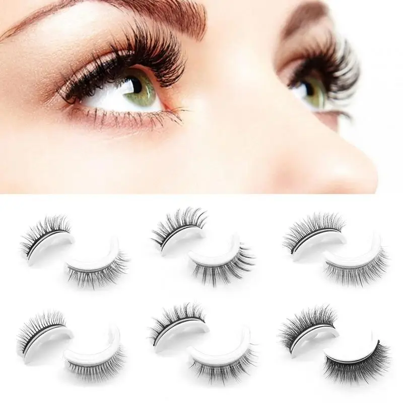 Reusable Self Adhesive False Eyelashes Glue free Mink False Eyelashes Curly Natural Eyelashes