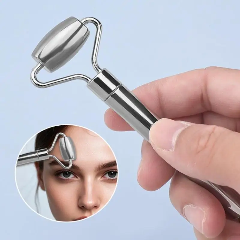 Stainless Steel Facial Roller & Gua Sha Massage Tool for Skin Tightening and Lifting