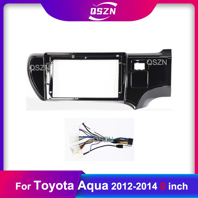 

9-дюймовый автомобильный радиоприемник, 2 din, облицовка, рамка для Toyota Aqua 2012-2014, панель, установка приборной панели, отделка, canbus, кабель питания, стерео