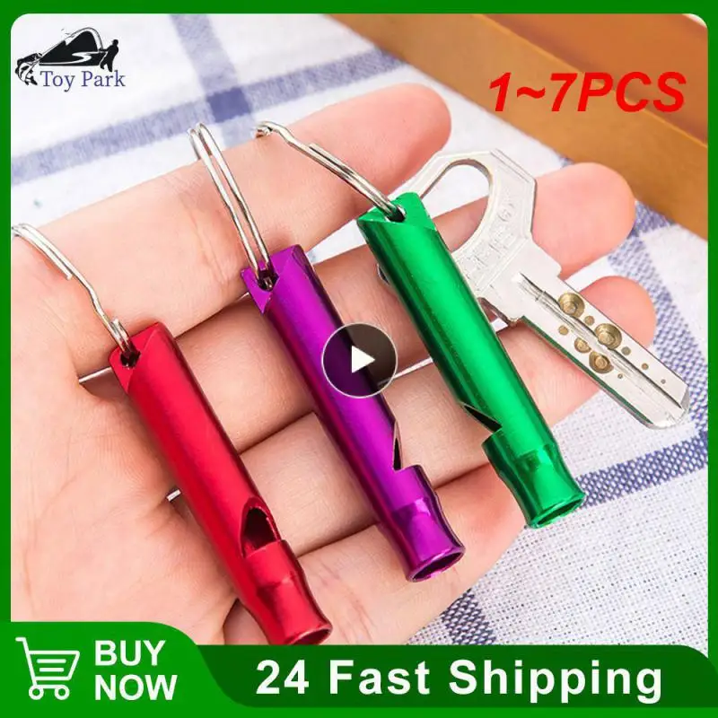 

1~7PCS Outdoor Metal Multifunction Whistle Pendant With Keychain Keyring For Outdoor Survival Emergency Mini Size Whistles Team