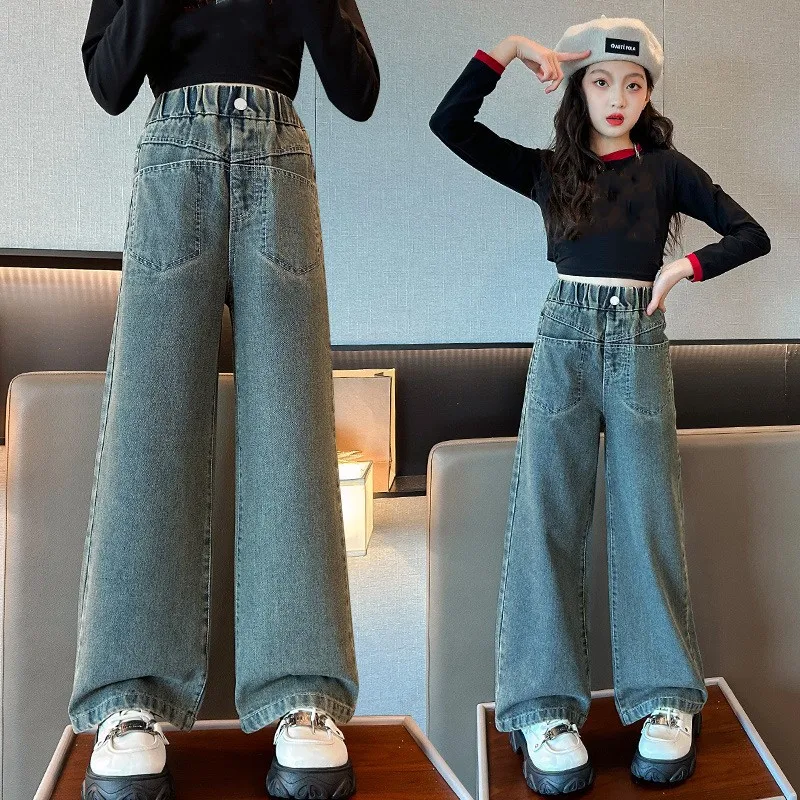 2023 Fashion Girls Jeans For Kids Clothes Flowers Denim Pants Autumn Baby  Girl Straight Trousers 1-6 Years Kids Harem Jean - AliExpress