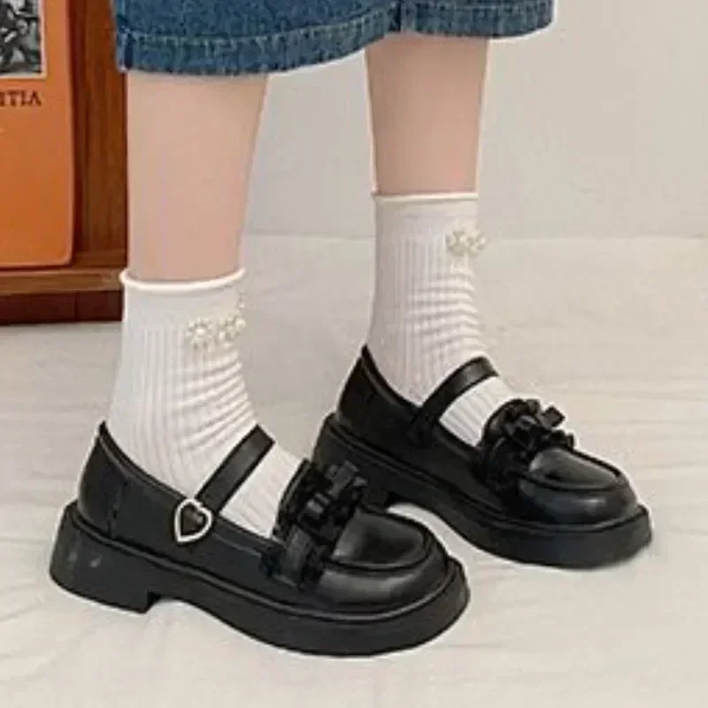 

2024 Hot Sale Fashion Lolita Women's Shoes Solid Casual Outdoor Flat Casual Loafers Women's Buckle Thick Sole Mary Jane Shoes