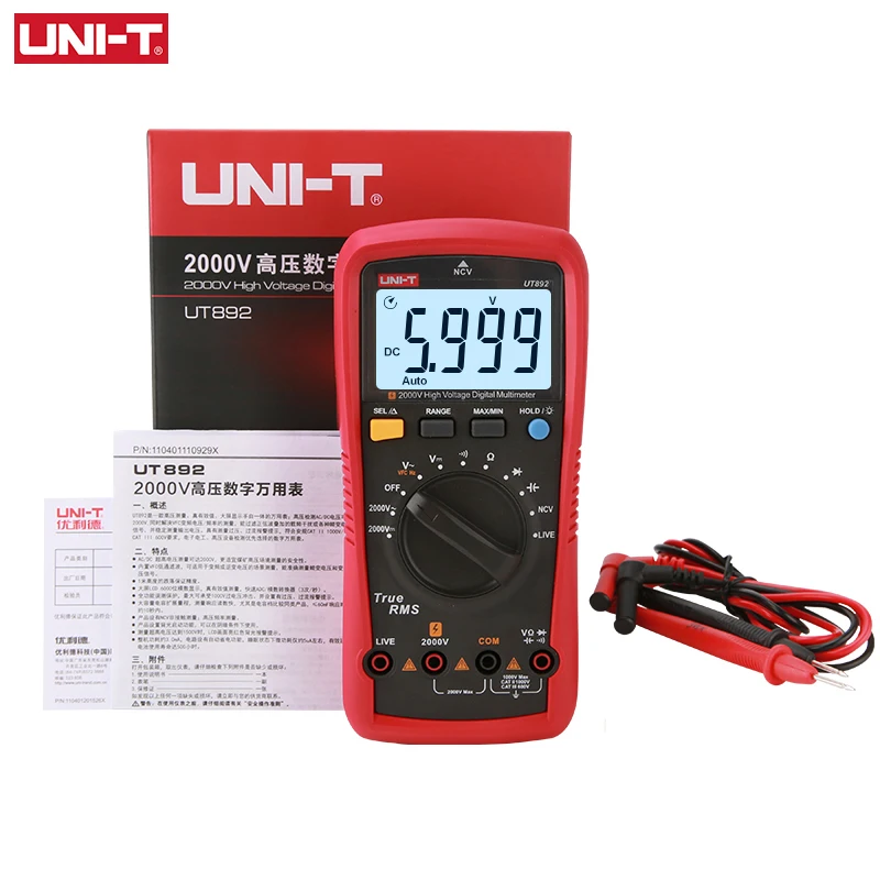 

UNI-T UT892 2000V High Voltage Multimeter Digital Mine AC DC Voltage Tester True RMS Capacimeter Resistance Frequency Meter Tool