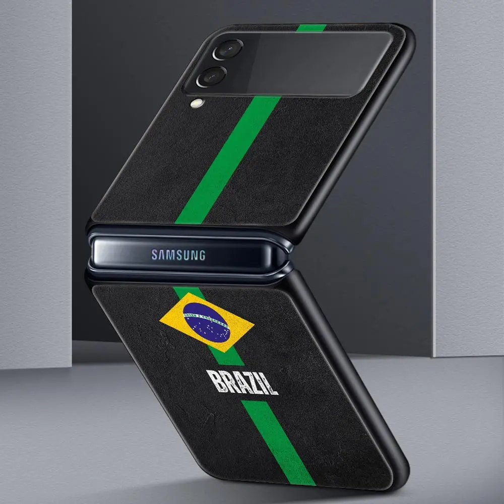 Brazil Flag Themed Black Folding Phone Case - Durable Hard Shell Cover