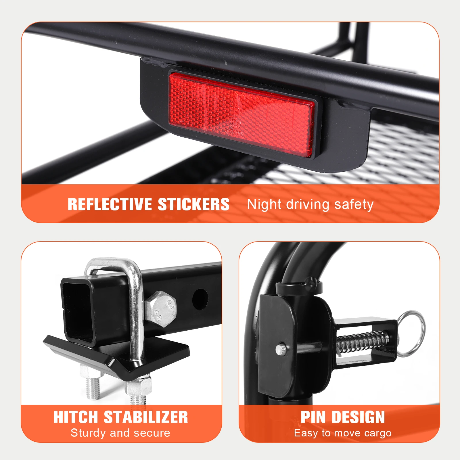 Rear Luggage Basket 500 Lbs Rear Hitch Tray Hitch Mount Cargo Holder for SUV Pickup Truck Trailer