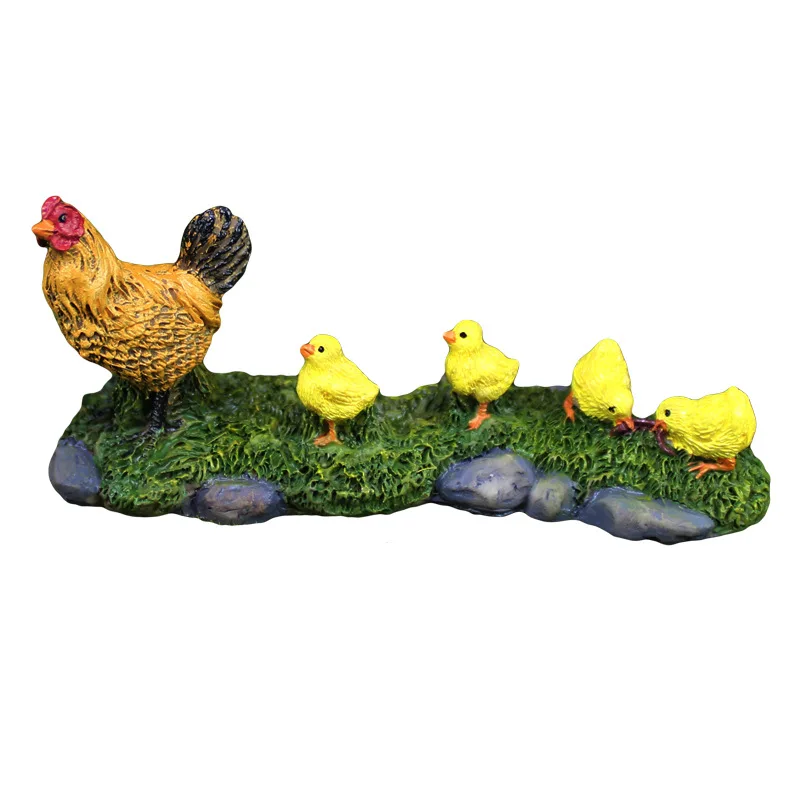 1Set Miniature Chicken Family Figurines Doll House Ornaments Micro  Landscape Decoration Room Tabletops Fairy Garden Home Decor