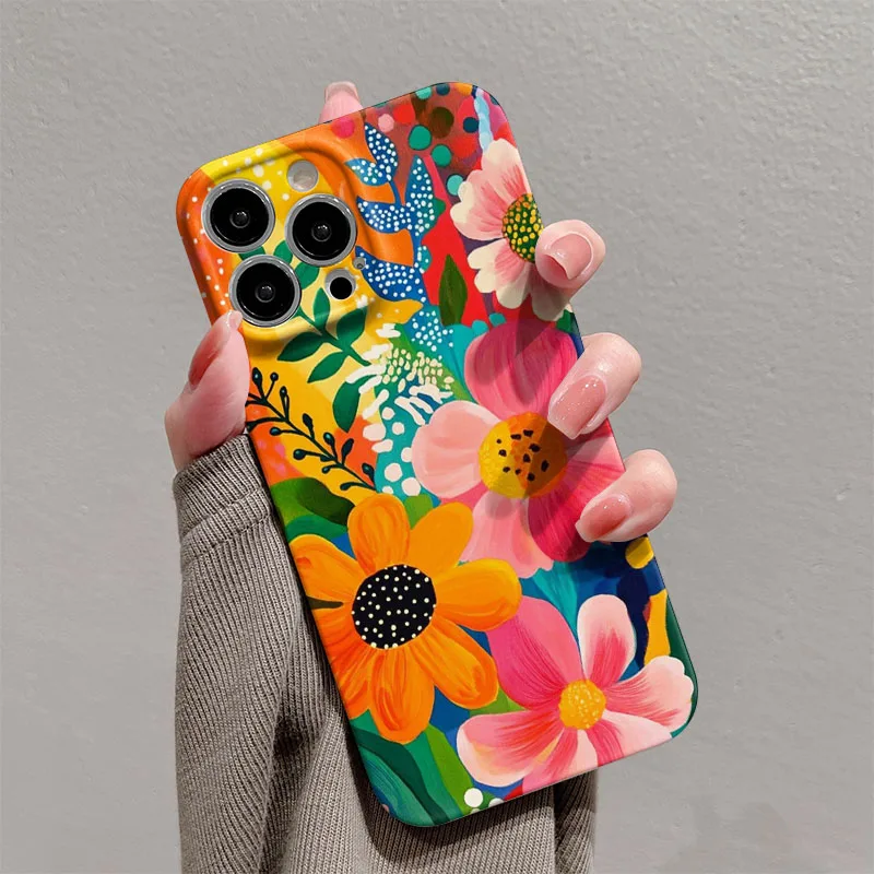Elegant Floral Shockproof Phone Case with Hard PC Bumper Cover