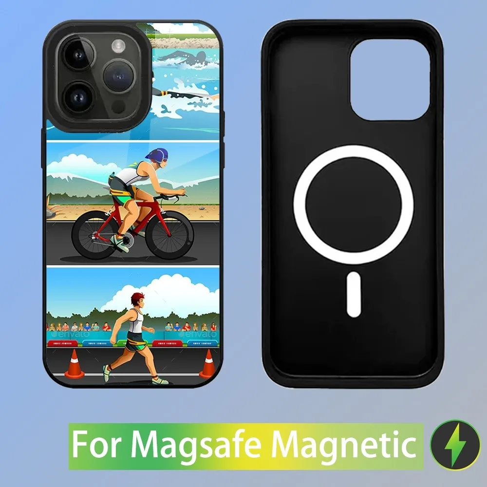 Triathlon Swim Bike Run Tri Life Phone Case with Magnetic Wireless Charging