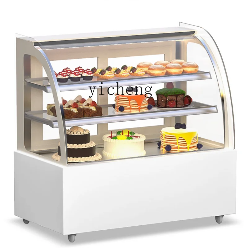 Tqh Arc Cake Counter Air-Cooled Dessert Cabinet Beverage Display Freezer Commercial Vertical Right Angle Fruit Fresh Cabinet