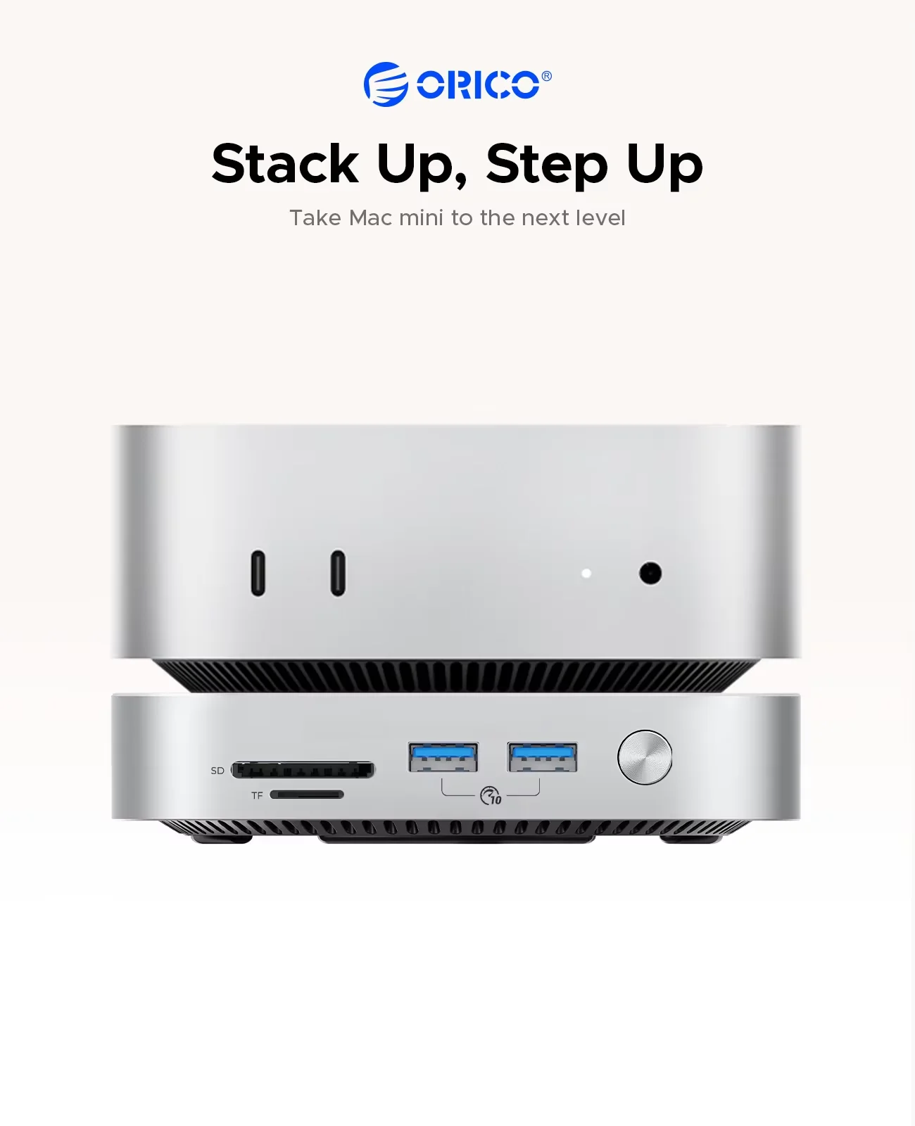 오리코 미니메이트 도크 & 스탠드 10Gbps 스토리지 확장 도크 (맥 미니 M4&M4 Pro 도킹 스테이션용, SD/TF3.0 512G 1T 2T 4T SSD 지원)