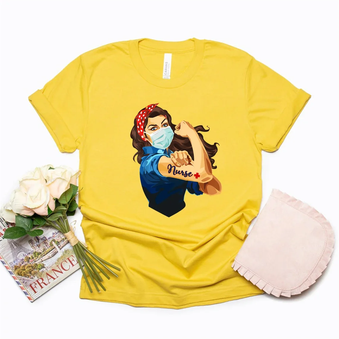 Y2k Aesthetic Summer Loose T-shirt Nurse with Mask Face Nurse Life Disease T-Shirt Graphic  Short Sleeve Top Harajuku Tees