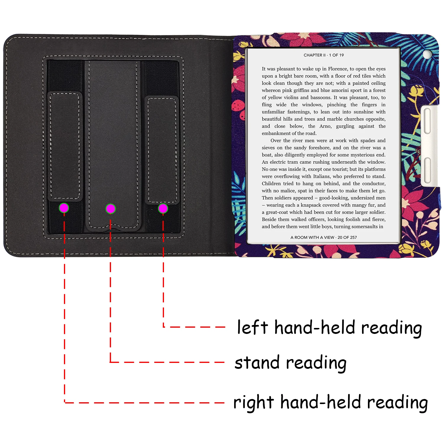 Suporte Case para Kobo Libra Capa de Sono Capa de Couro do Plutônio com Alça de Mão Dupla Sono Automático & Wake para Kobo Libra 2023 Case - Imagem 4