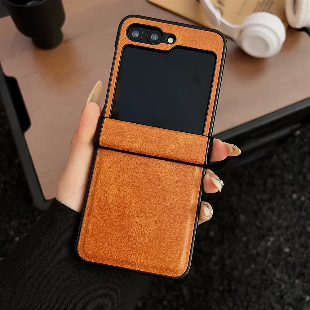 Luxury Calfskin PU Leather Foldable Phone Case with Lens Protection and Matte Shockproof Design