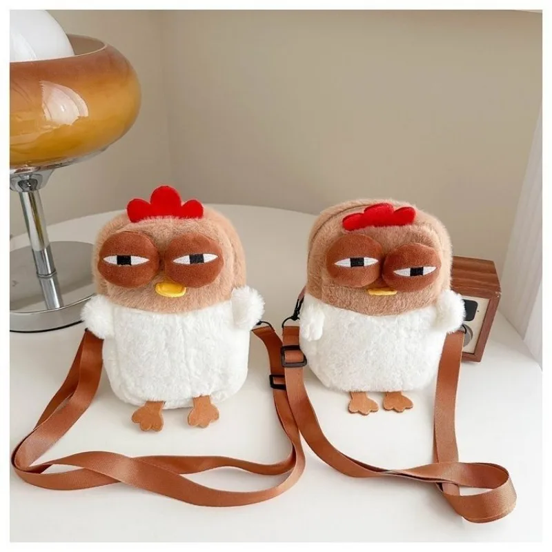 Cute Cuckoo Chicken Crossbody Bag ins Japanese Women's Backpack Lazy Wind Plush Cartoon Shoulder Casual Trend Bag 5