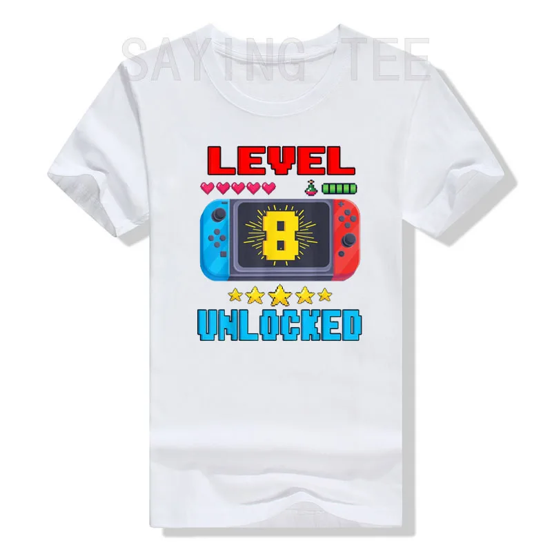8th Birthday Boy Level 8 Unlocked Video Gamer Birthday T