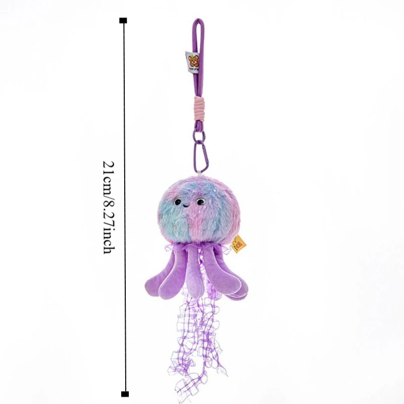 Silk Ribbon Lovely Jellyfish Keychain Creative Octopus Marine Organism Pendant Color Cute Plush Jellyfish Pendant Backpack Decor