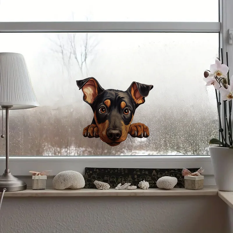 90946# Doberman Pinscher Puppy Toilet Stickers, Bedroom Entryway Living Room Porch Home Decoration Wall , Removable Stickers