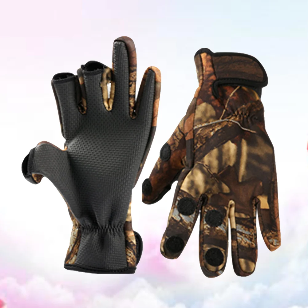 

Cycling Gloves Camouflage Fishing Thermal with Tape Windproof for Outdoor Winter Anti-slip