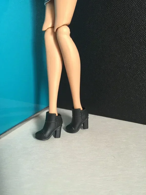 Stylish Black and Red High Heel Doll Shoes