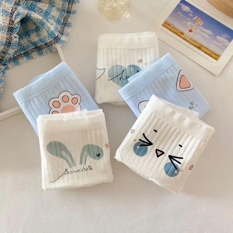 5PCS Girls Cotton Antibacterial Panties Kid Soft Cartoon Briefs 2+y Young Child Underwears
