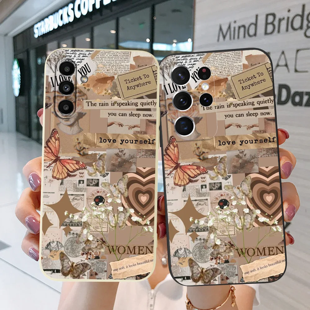 Custodia Per Samsung Galaxy A03 Core A03S A04S A13 4G A14 A34 A54 5G Cover Morbida In Silicone Love You Brown