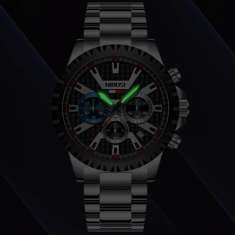 NIBOSI Mens Watches Top Brand Luxury Chronograph Quartz Watch for Men Gold Stainless Steel Strap Waterproof Luminous Wristwatch