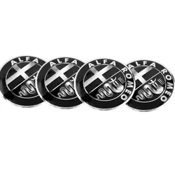 Set of 4 Premium Car Wheel Hub Center Cap Metal Emblem Stickers (4Pcs - Alfa Romeo)