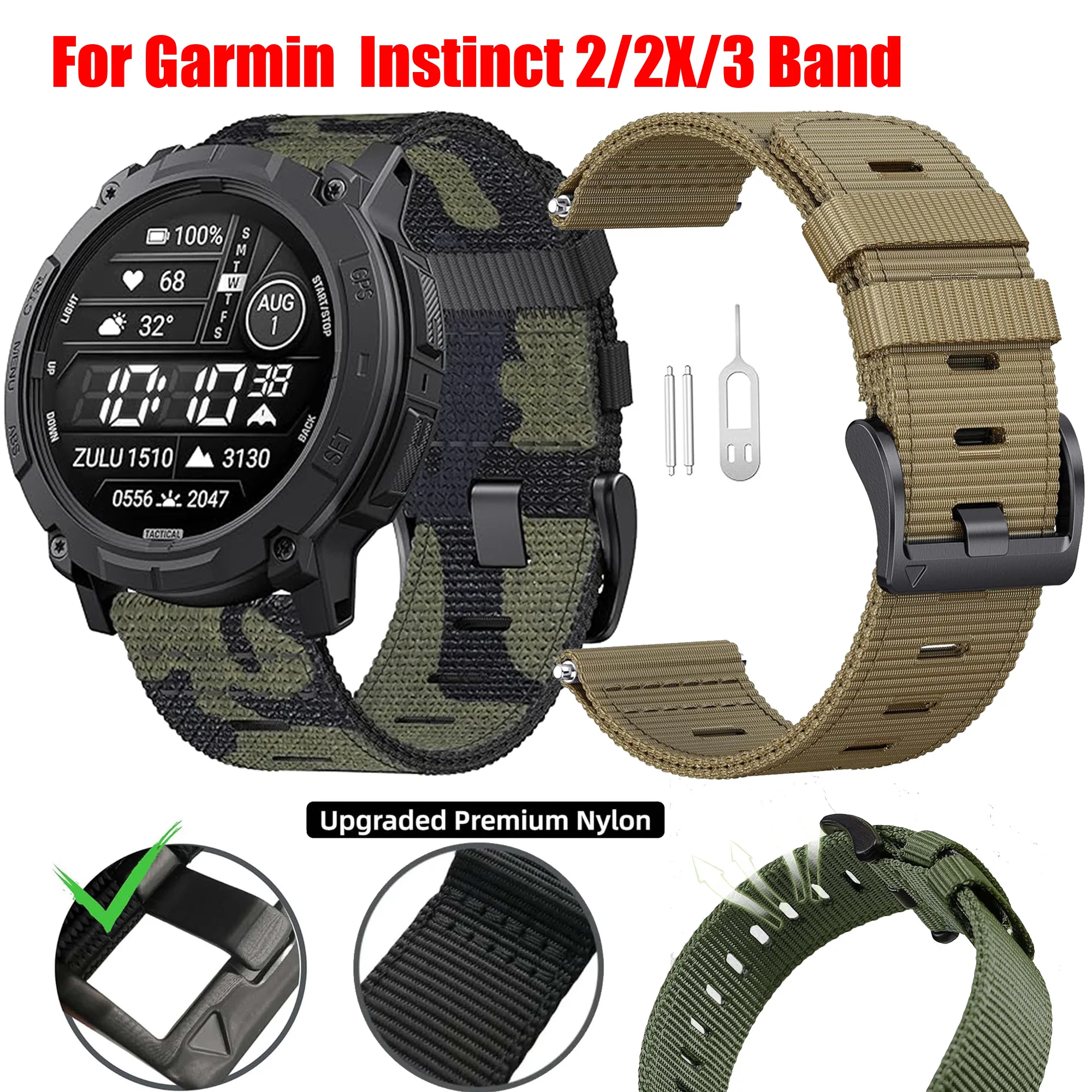 Durable Breathable Rugged Nylon Watch Band - 45/50mm