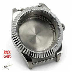 Stainless Steel Fluted Bezel Sapphire Glass Watch Case with NH35/NH36 Movement - 39mm NH35 NH36 (Steel back flat)