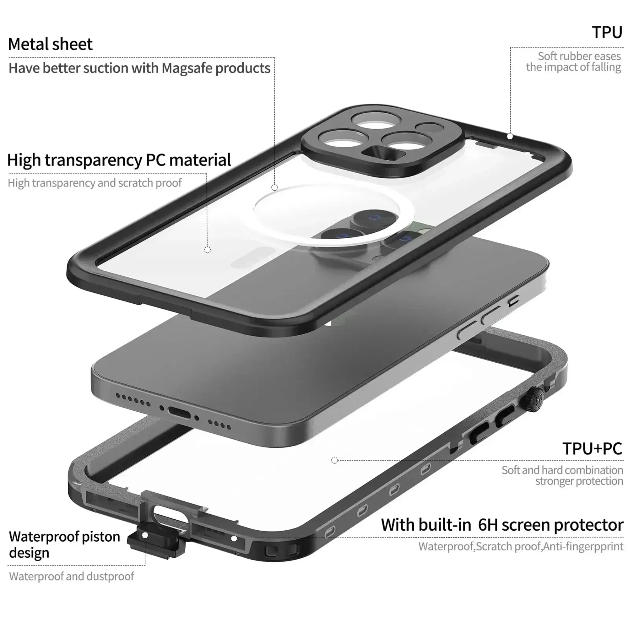Ultimate IP68 Waterproof Full Body Protective Case with MagSafe for Diving and Underwater Adventures