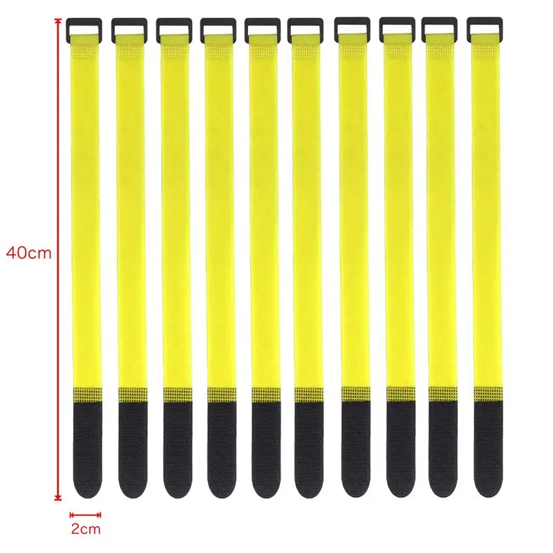 10-Pack Reusable Colored Nylon Hook and Loop Cable Ties