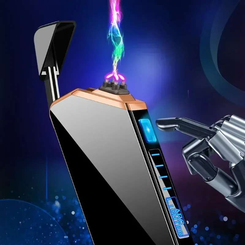 

Charging USB Plasma Cigarette WindproofFree Shipping Cost Cool Laser Induction Double Arc Men's Gift Lighter