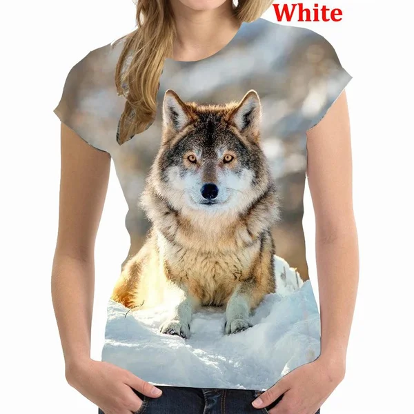 Maglietta stampata lupo 3D di nuova moda da donna maglietta a