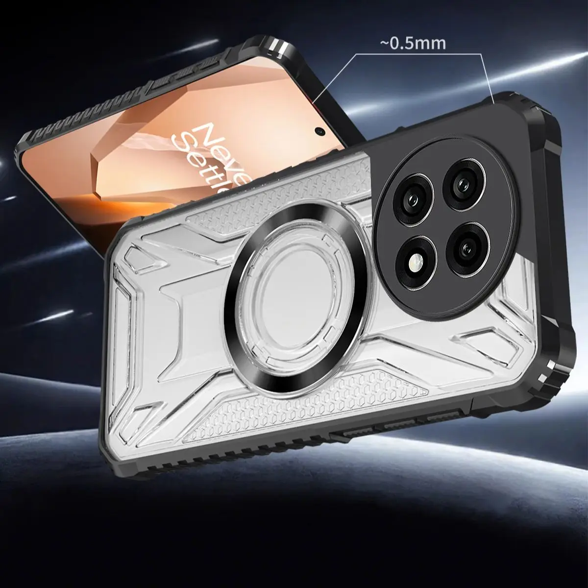 Military-Grade Anti-Slip Shockproof Magnetic Case – Rugged Transparent Defender Cover