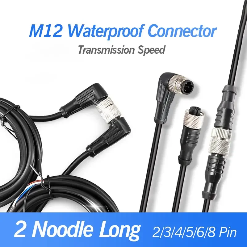 M12 3 Pin Cable Male To Female Sensor Plug Right Angle