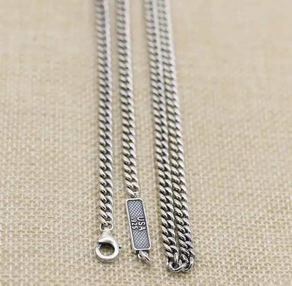 

S925 Sterling Silver Fashion Long Sweater Chain Neck Chain Collar Chain Whip Chain 4MM Men's and Women's Naked Chain Vintage Jew