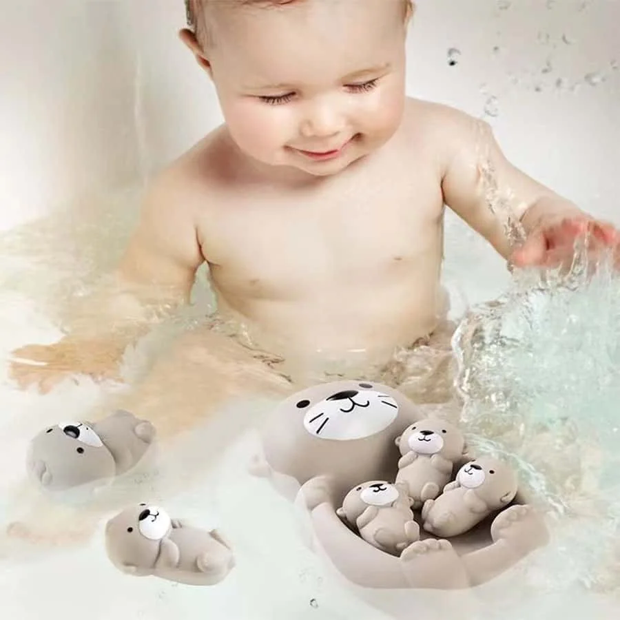 1pc children's bathroom floating animal otter sealed floating water play toy baby bath and bathing toy 5