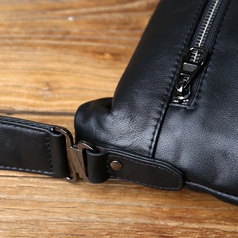 NZPJ Genuine Leather Men's Crossbody Bag Casual Top Layer Cowhide Shoulder Bag Fashionable Men's Bag  For 10-Inch IPad