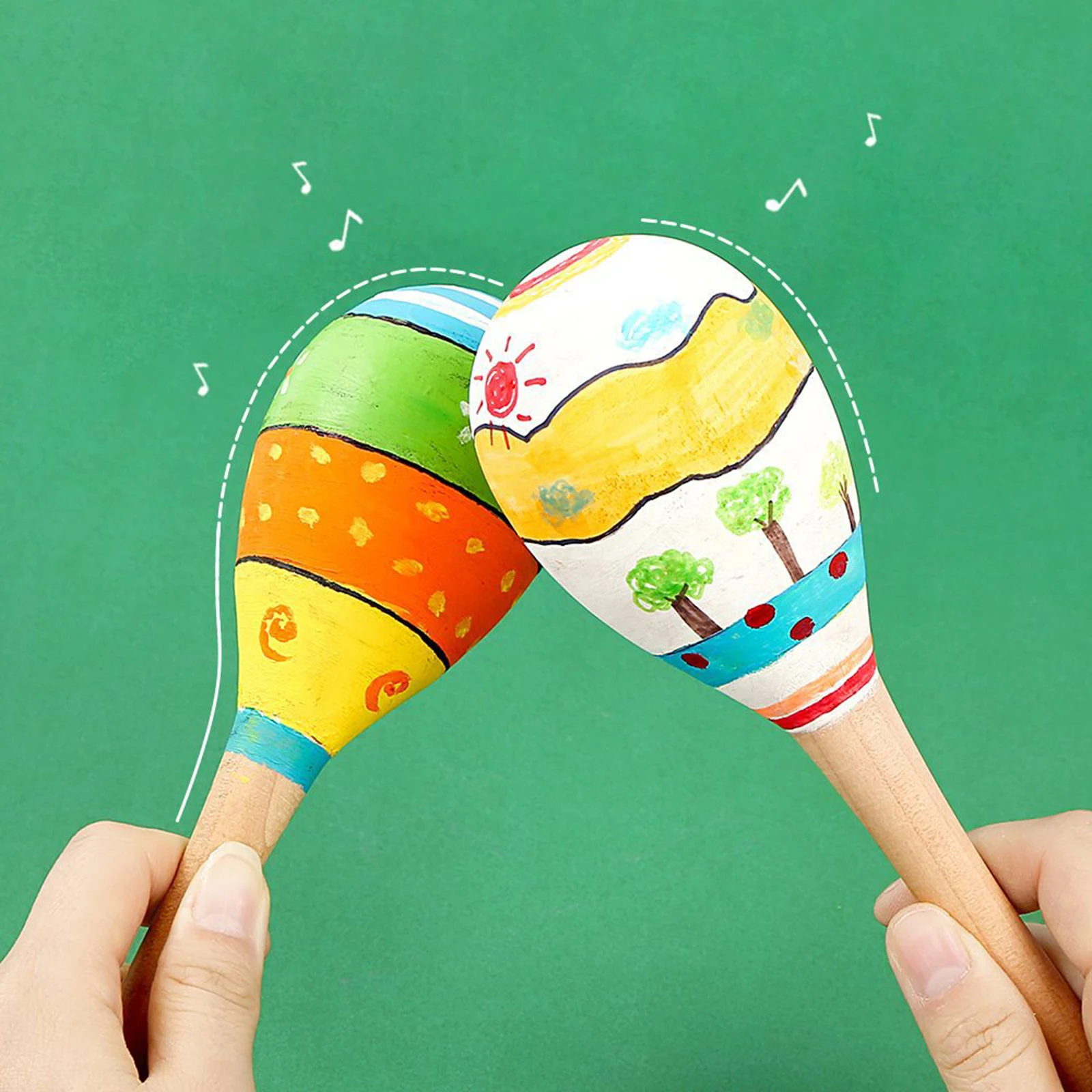 Description Picture 6 of item8x Wooden Maracas for Kids Adults DIY with Clear Sound Hand Painted Maracas Mini Hand Painted Maracas Craft Toys Craft Decor