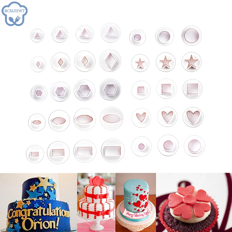 Cookie Cutters Heart Star Round Square Flower Shape Fondant Cake Decorating Gum Paste Pastry Sugar Craft Cutter Molds 3/4Pcs