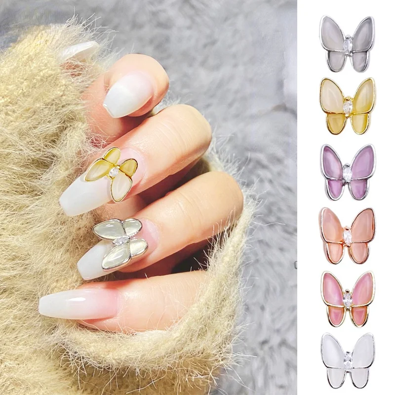 Rhinestones Nails 3d Butterflies  Rhinestone Butterfly Nail Charm - 10pcs  Nail Art - Aliexpress