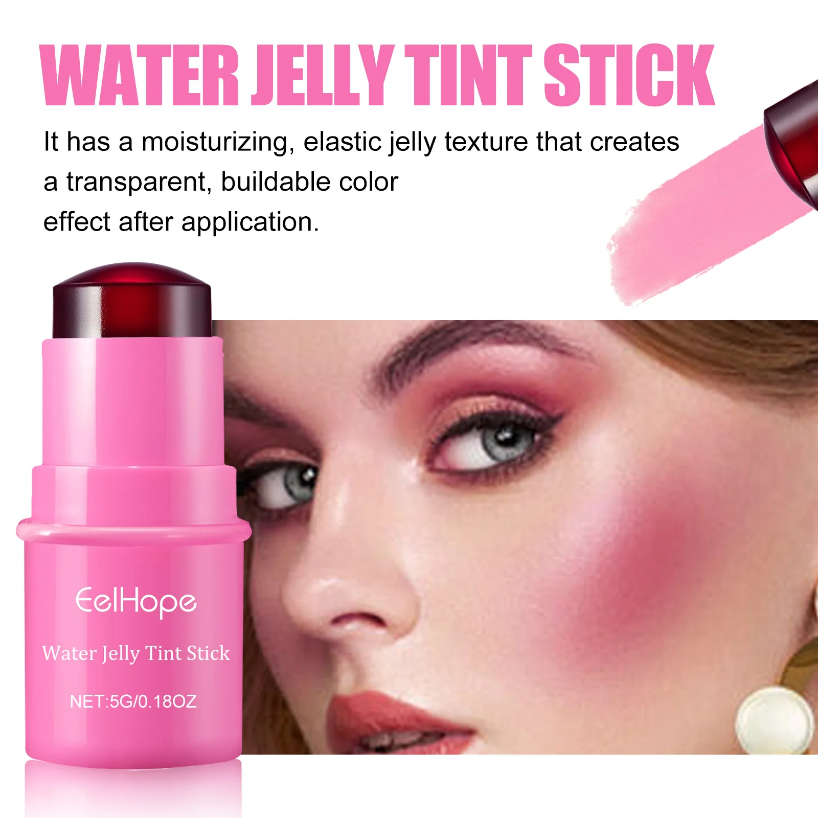 3-in-1 Milk Jelly Tint Facial Blusher Wand Moisturize Lasting Brightening Matte Rouge Cheek Contour Lipstick Stick Beauty Makeup