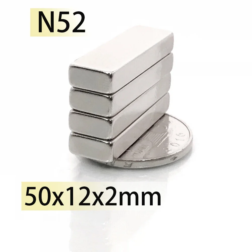 N52 50x12x2 50X12 2.5 Neodymium Magnet Super Strong Block Permanent Magnetic Imane Bar Motor Generator Search Magnets Custmised