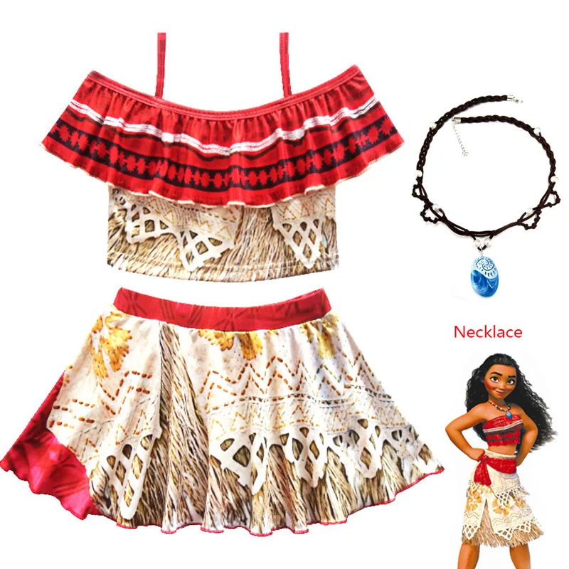 Girls Moana Costume Bikini For Kids Vaiana Princess Dress Clothes Costumes girls baby Girl party dresses cosplay Swimsuit girls clothing set