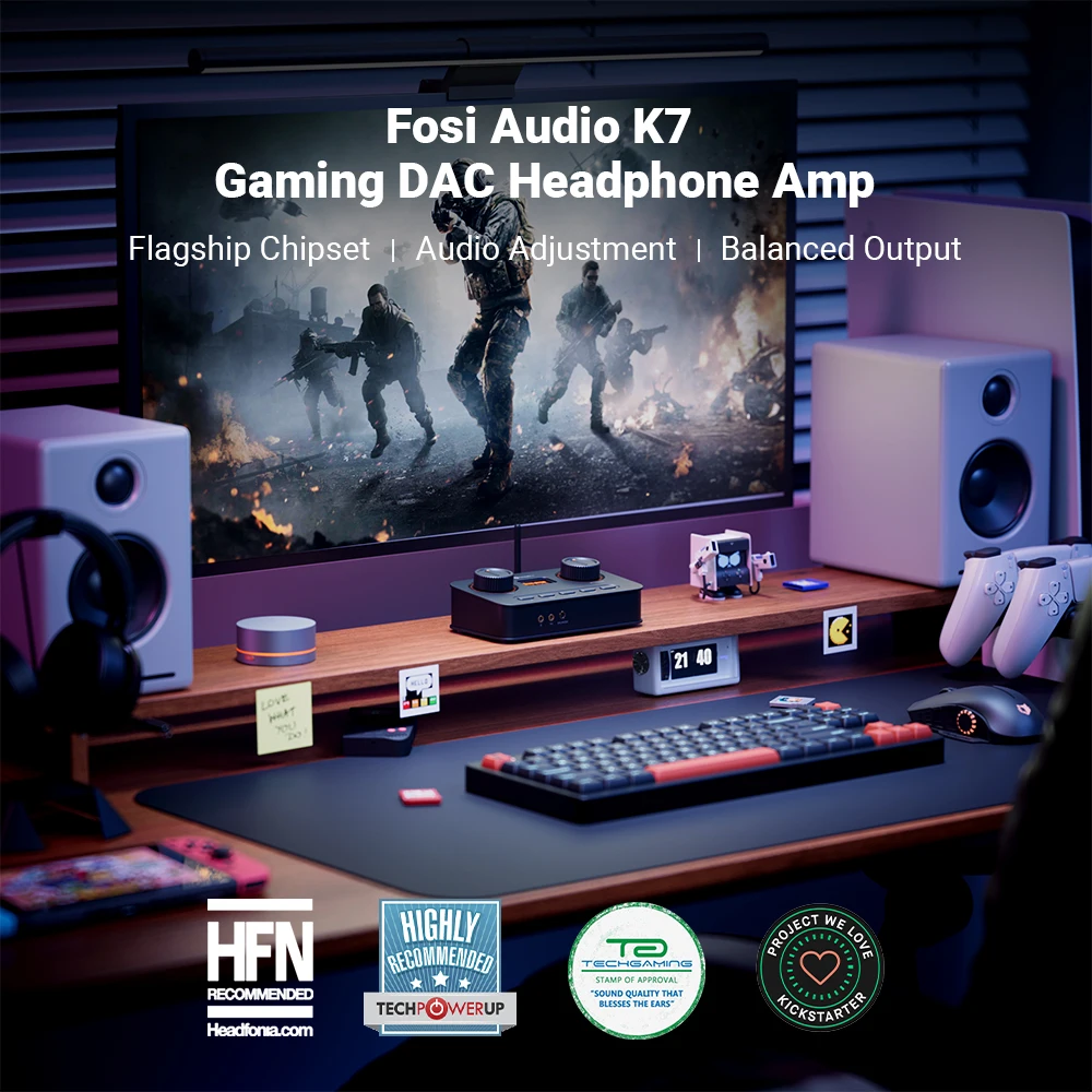 Fosi Audio K7 HiFi DAC Bluetooth Headphone Amplifier Mic Input - Main Image