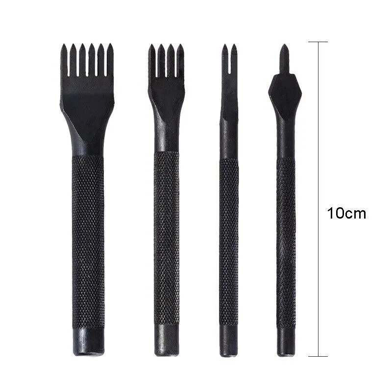 4Pcs DIY Leather Tools High-quality Leather Craft Tools Puncher Stitching and Punching Tool Set 1+2+4+6 Claw Leather Tool Set