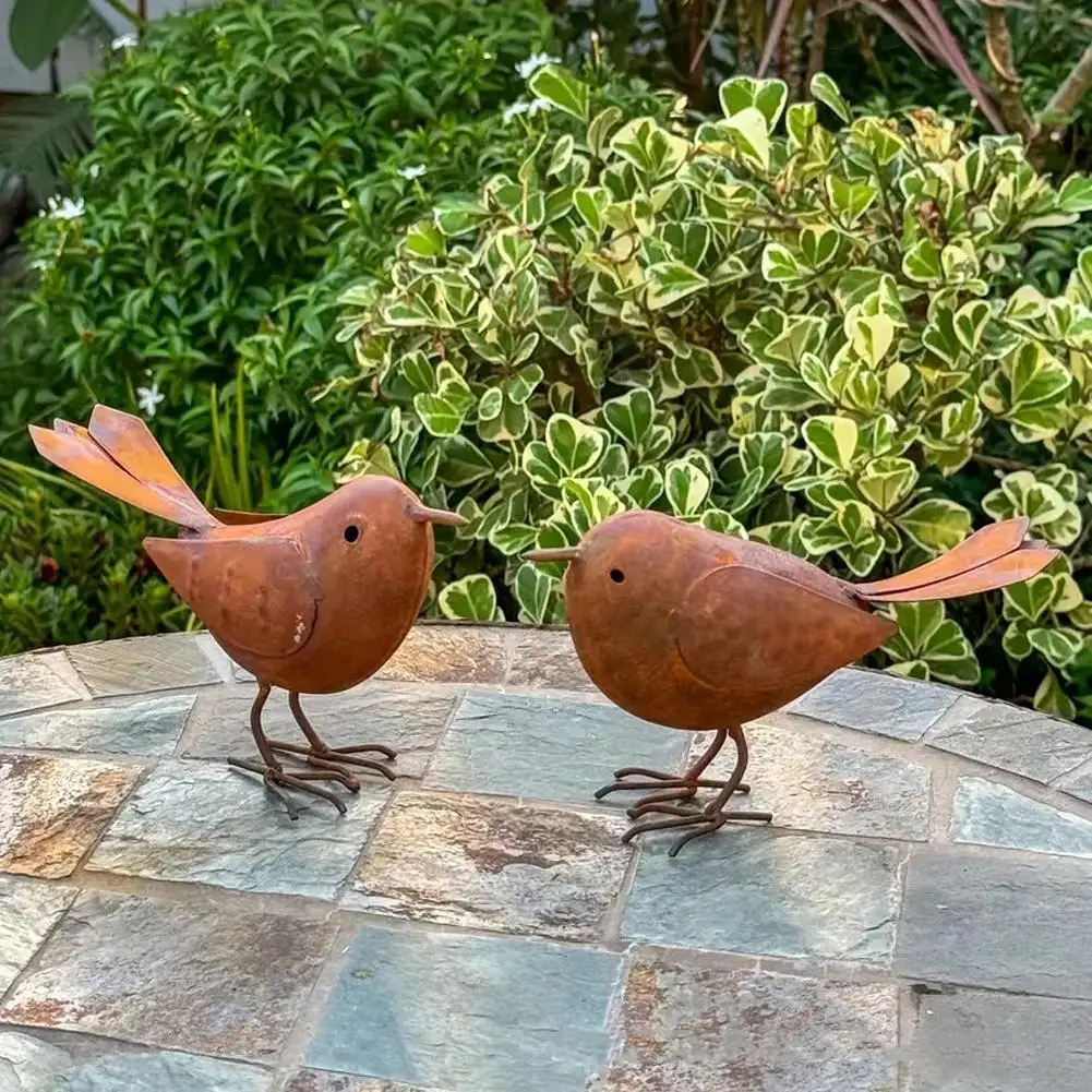 2 stücke Retro Metall Vogel Hof Dekoration Eisen Kunst Skulpturen Vogel Enthusiasten Geschenk Outdoor Garten Simulation Tier Dekoration
