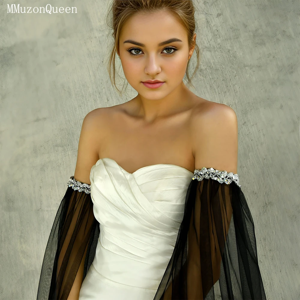 TOPQUEEN Braut-Hochzeitsschal, elegant, schulterfrei, formeller DIY-Schal mit Pailletten und Perlen, abnehmbare lange Ärmel, Mm04 – Detail 27