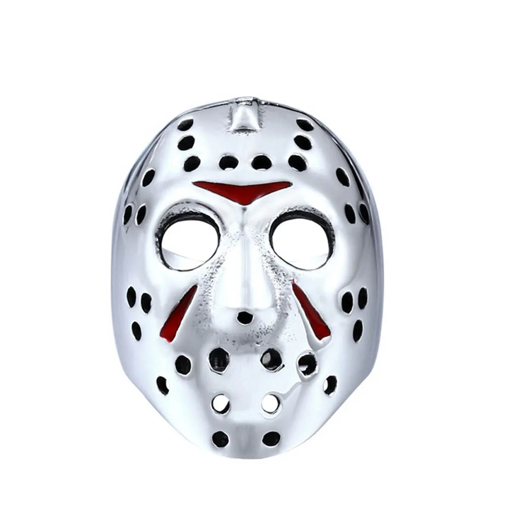 Punk Hip-hop Video Overbearing Stainless Steel Jason Mask Ring Men Boys Fashion Personality Drop Glue Men Ring Jewelry Wholesale 5